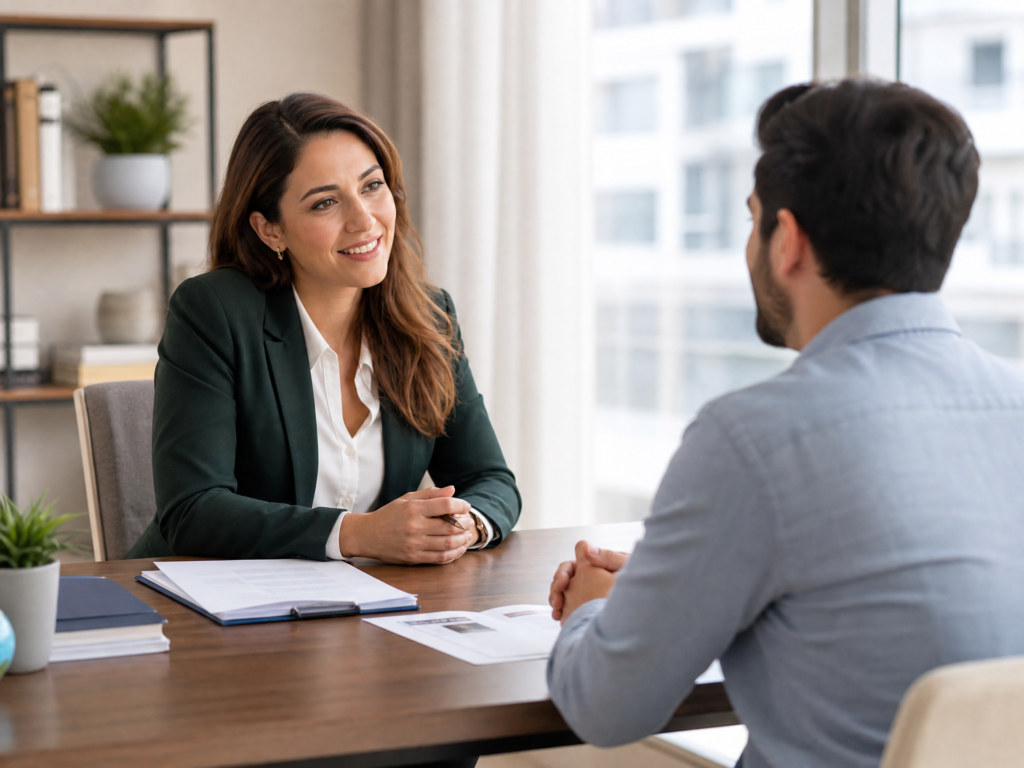 Visa and immigration adviser meeting with a client